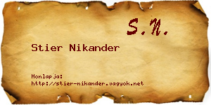Stier Nikander névjegykártya